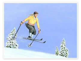 Wall print Downhill Skier with Yellow Sweater - Sarah Morrissette