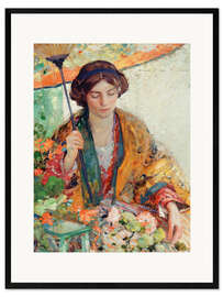 Gerahmter Kunstdruck Frau mit Sonnenschirm