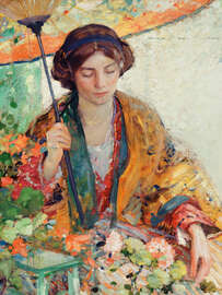 Magnettafel Frau mit Sonnenschirm