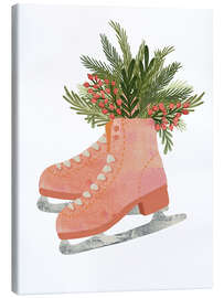 Canvas-taulu Ice skates and evergreen branches - Nikita Jariwala