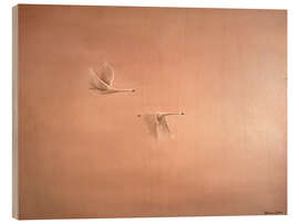 Quadro de madeira Pair of swans in flight - Madelene Löfholm