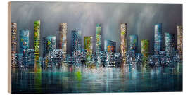 Tableau en bois Skyline City - Theheartofart Gena
