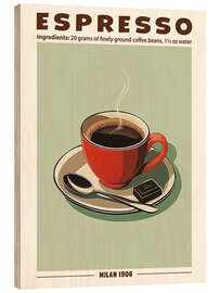 Quadro de madeira Coffee Espresso, Milan 1906