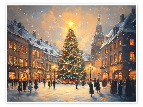 Poster Weihnachtsbaum am Marktplatz