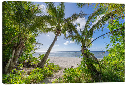 Tableau sur toile Sea view through the palm trees