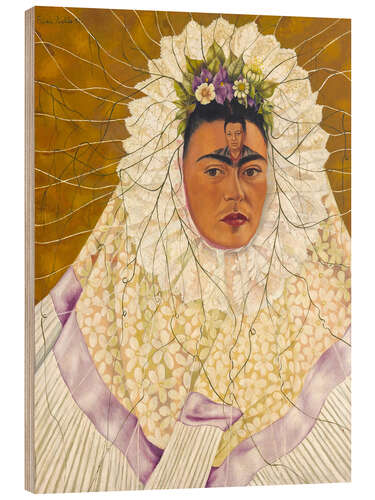 Print på træ Self-portrait as Tehuana or Diego in my thoughts, 1943