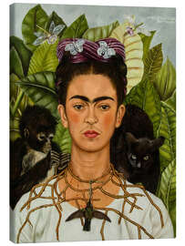 Quadro em tela Self-Portrait With Thorn Necklace and Hummingbird, 1940 - Frida Kahlo