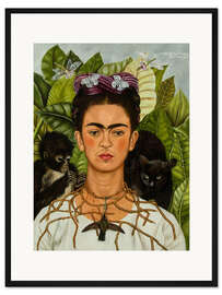 Gerahmter Kunstdruck Selbstporträt mit Dornkette und Kolibri, 1940