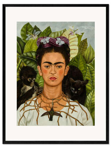 Framed art print Self-Portrait With Thorn Necklace and Hummingbird, 1940