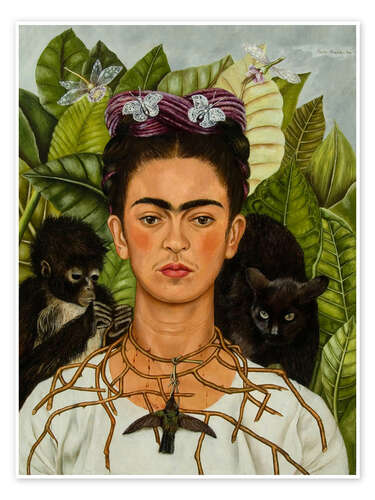 Poster Self-Portrait With Thorn Necklace and Hummingbird, 1940