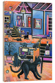 Holzbild Haus der Sieben Katzen