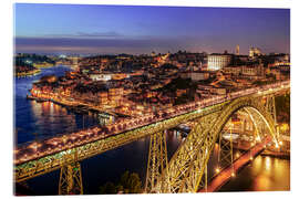 Acrylglasbild Sonnenuntergang über Ponte Luis, Porto, Portugal - Achim Thomae