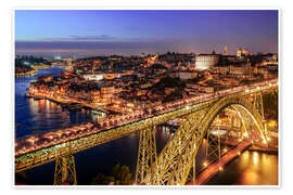 Póster Sunset over Ponte Luis, Porto, Portugal