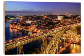 Obraz na drewnie Sunset over Ponte Luis, Porto, Portugal