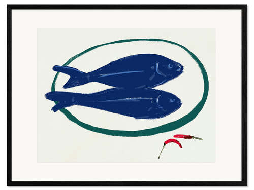 Framed art print Blue Fishes Still Life