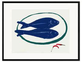 Framed art print Blue Fishes Still Life