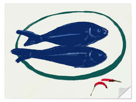 Wandsticker Blaues Fischstillleben