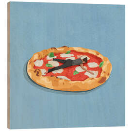 Wood print Pizza Girl