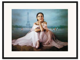 Gerahmter Kunstdruck Ballerina und der Eiffelturm