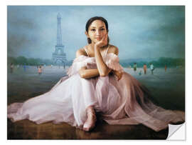 Wandsticker Ballerina und der Eiffelturm