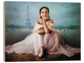 Holzbild Ballerina und der Eiffelturm