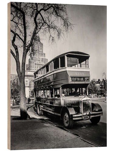 Tableau en bois Fifth Avenue Bus, Washington Square, Manhattan, 1936