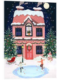 Tableau en verre acrylique Ice skating surrounded by Christmas decorations - Taika Tori