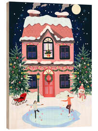 Wood print Ice skating surrounded by Christmas decorations - Taika Tori