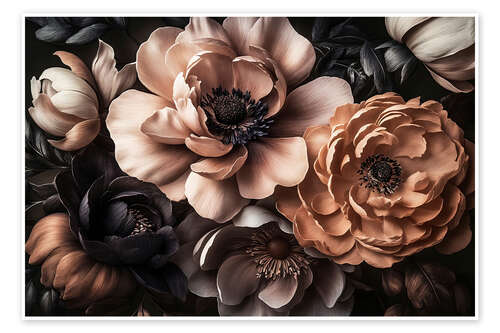 Poster Baroque Bouquet Brown