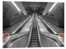 Quadro em acrílico Escalator at subway station in London - Assaf Frank