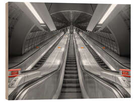 Holzbild Rolltreppe an einer U-Bahnstation in London - Assaf Frank