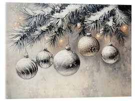 Acrylglasbild Weihnachtsschmuck auf Tannenzweig - TAlex