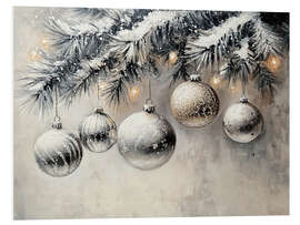 Hartschaumbild Weihnachtsschmuck auf Tannenzweig