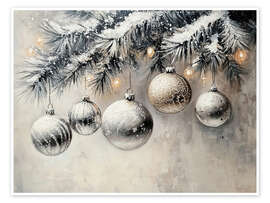 Wall print Christmas Ornaments on Pine Branch - TAlex