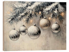 Print på træ Christmas Ornaments on Pine Branch - TAlex