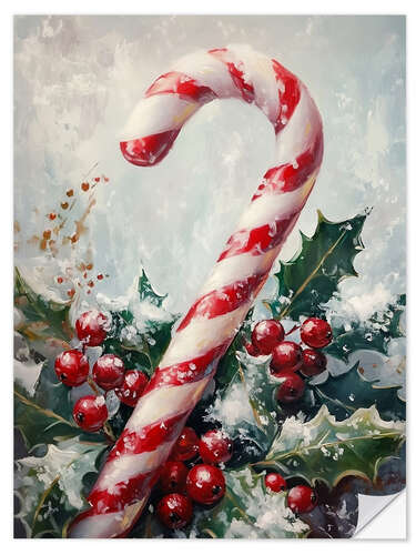 Selvklæbende plakat Christmas Candy Cane