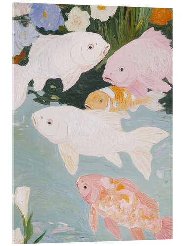 Stampa su vetro acrilico Pink Fishes