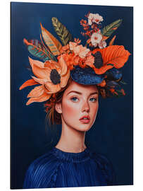 Stampa su alluminio Woman with floral hat