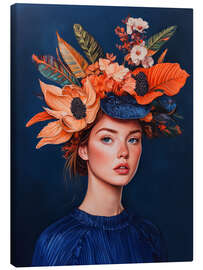Lærredsbillede Woman with floral hat