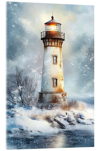 Akrylbilde Old lighthouse in the snow