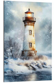 Stampa su alluminio Old lighthouse in the snow
