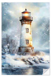 Wandsticker Alter Leuchtturm im Schnee