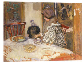 Tableau en verre acrylique Woman with dog at the table - Pierre Bonnard