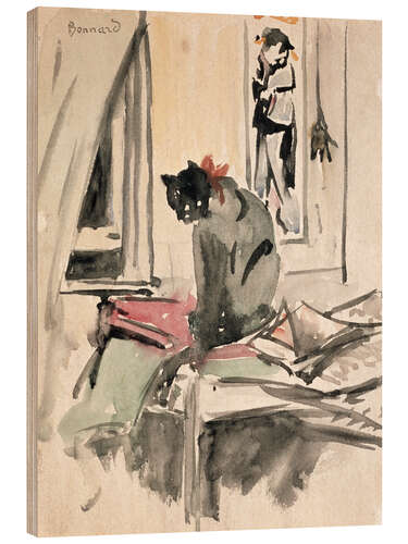 Holzbild Cat Sitting by a Window
