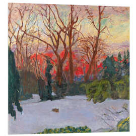 Hartschaumbild Der Garten unter Schnee, Sonnenuntergang, 1910