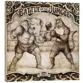 Wood print Battle of the Jungle - Mike Koubou