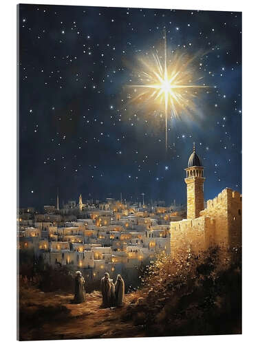 Tableau en verre acrylique Vintage Nativity Scene, Star of Bethlehem