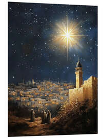 Hartschaumbild Vintage Weihnachtskrippe, Stern über Bethlehem