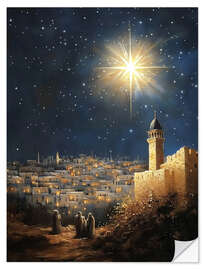 Wandsticker Vintage Weihnachtskrippe, Stern über Bethlehem