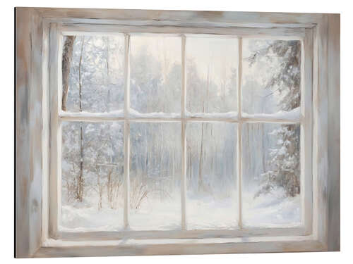 Stampa su alluminio Window Winter Forest